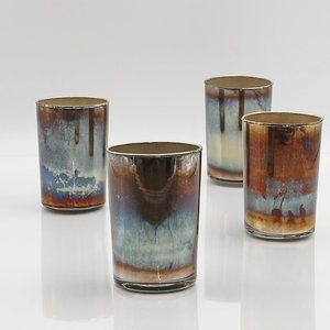 3 x 4 1/4in Oxidized Glass Cylinder Vase, Set of 4